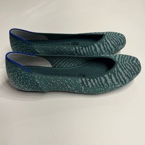 Rothy’s The Flat rounded green metallic sophisticated shoes. Size 5.5.